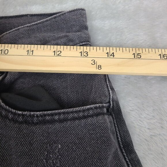 Pac Sun Jeans Women Size 26x26 Black Straight Distressed High Rise Button Fly - Picture 6 of 9